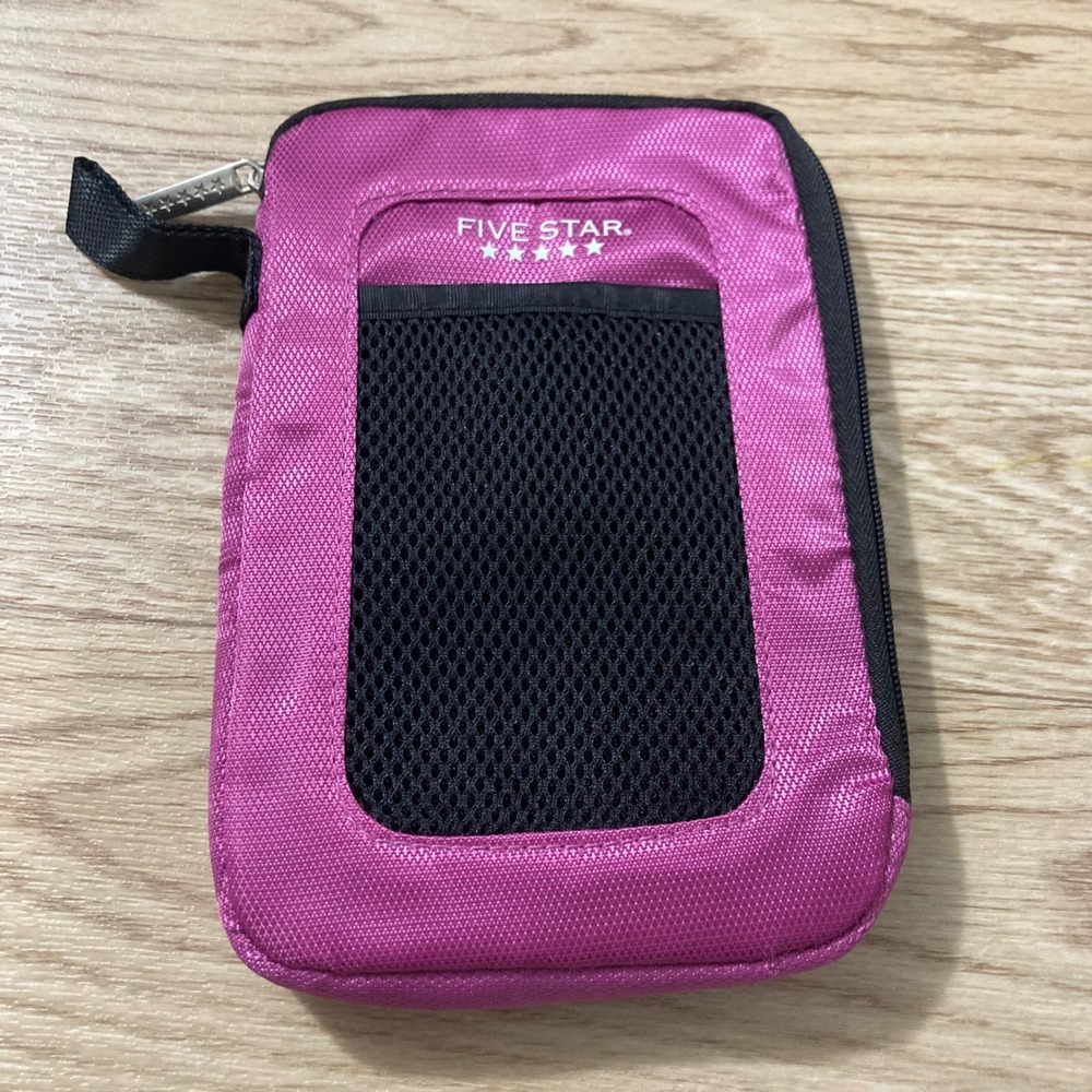 Five Star Pencil Pouch Unisex OS Pink  Mesh Pocket Zip Case 72412 SCHOOL